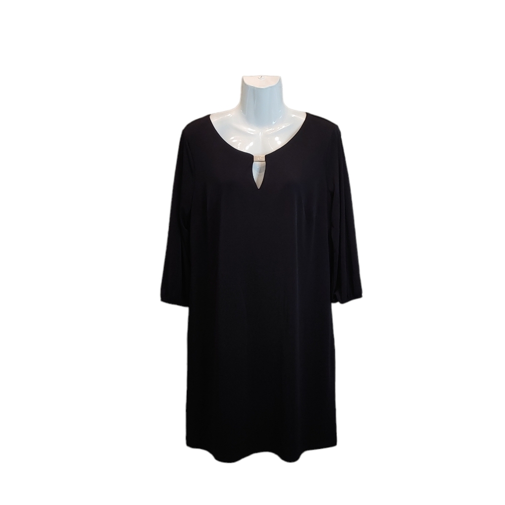 Donna Ricco New York black evening holiday party longsleeve dress size 14
